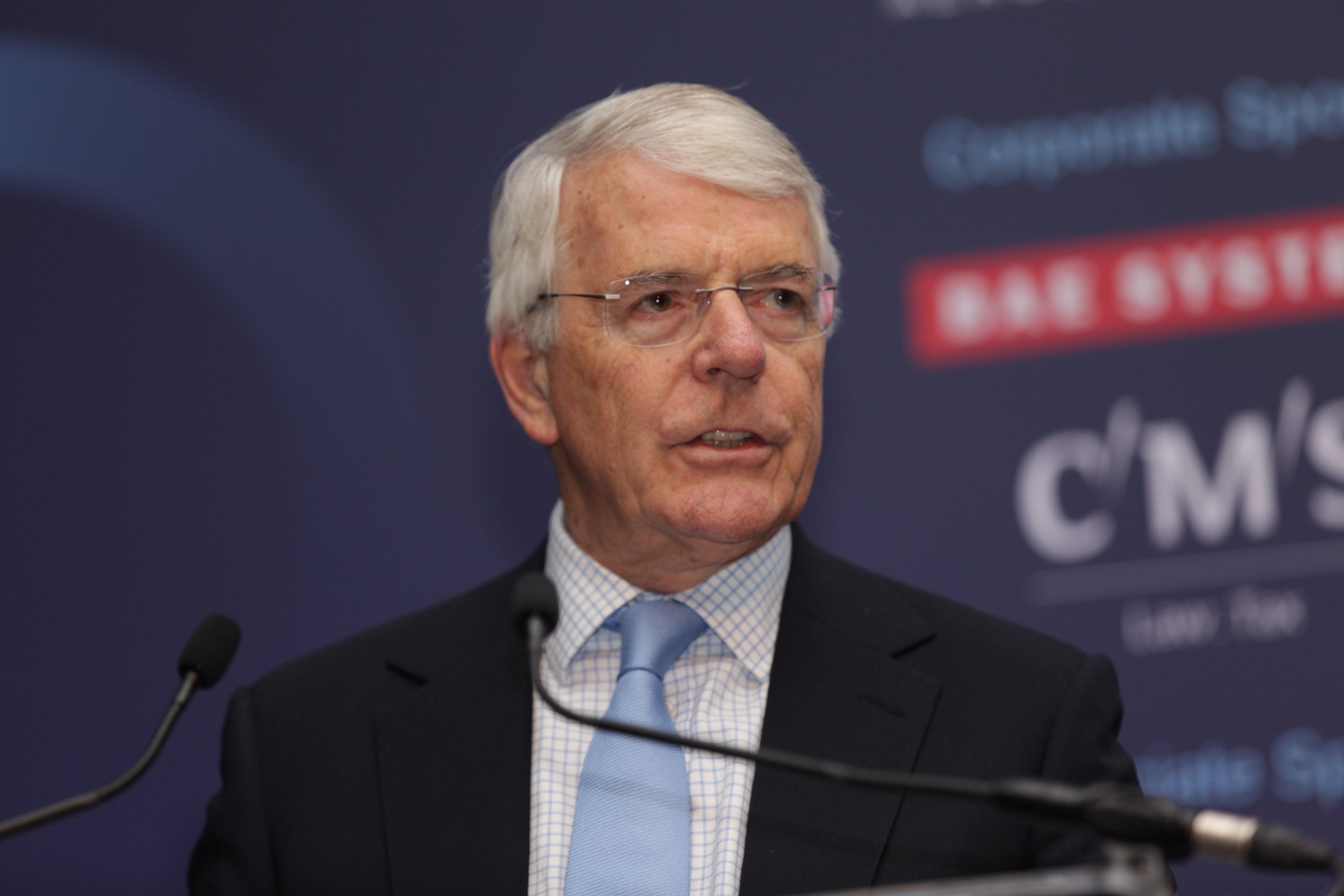 Sir John Major speaking at a CBI Scotland dinner.
