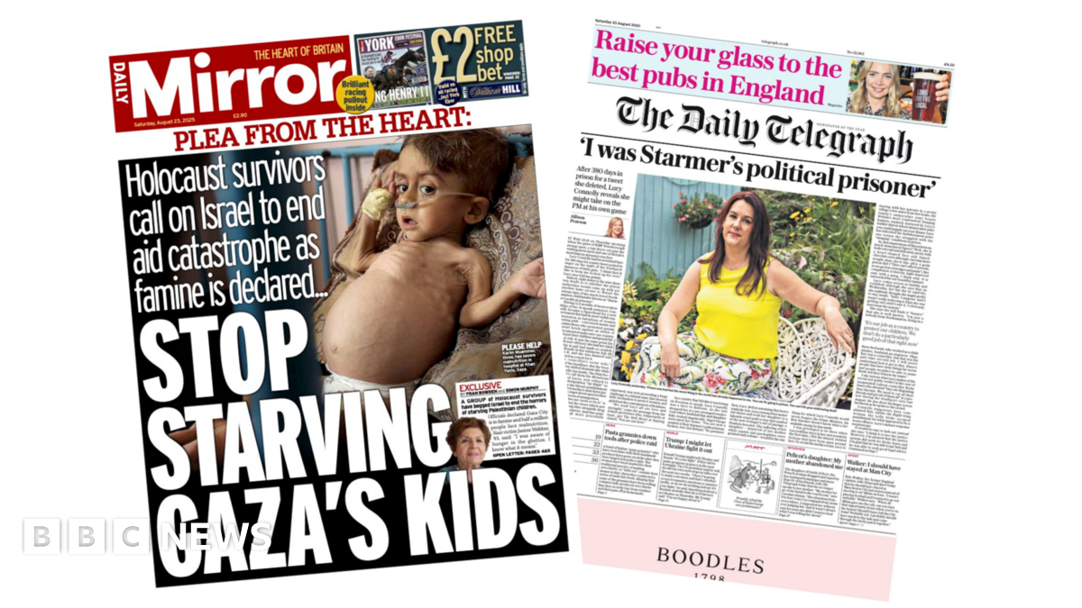 The headline on the front page of the Mirror reads: “Stop starving Gaza's kids”