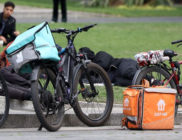 Deliveroo and Just Eat riders are a common sight in Manchester city centre