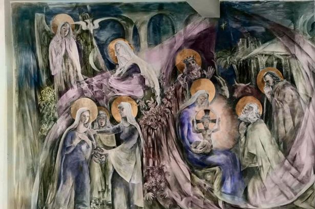 The mural by Hungarian artist, George Mayer-Marton who has been hidden from view at a school in Swinton for 30 years.