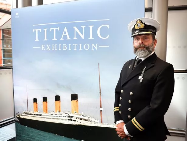 Captain welcomes guests into the Titanic Exhibition in Manchester, now on until August 24