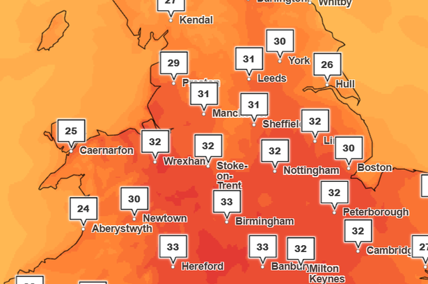 Highs of 33C are forecast in England next week