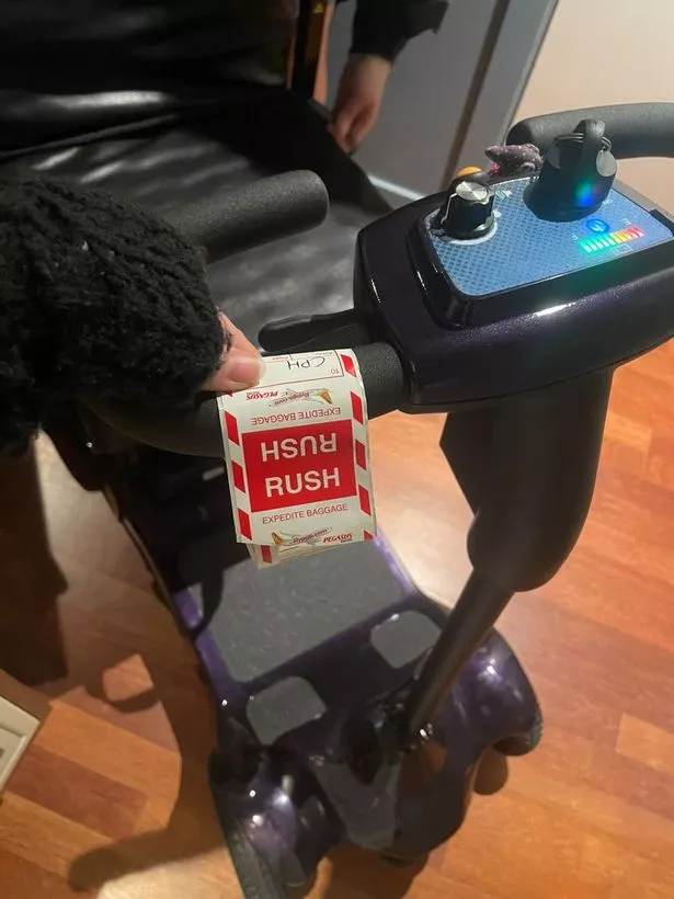 The wheelchair was delivered to Jo on the second day of her trip 