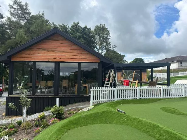 A glazed extension has been added to the site's Popty Pizza restaurant so that diners can follow the Golff Bach action