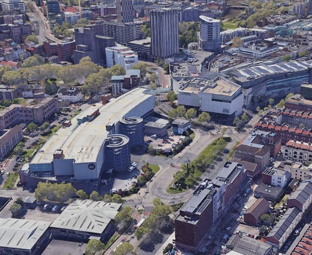 An aerial view of the site of the proposed development