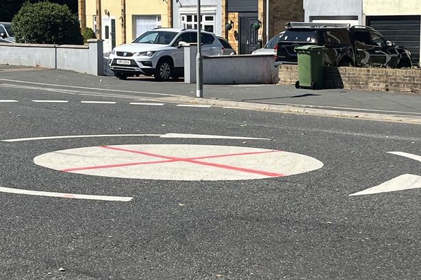 A roundabout on Sturlington Road, Brislington was painted over with the national flag