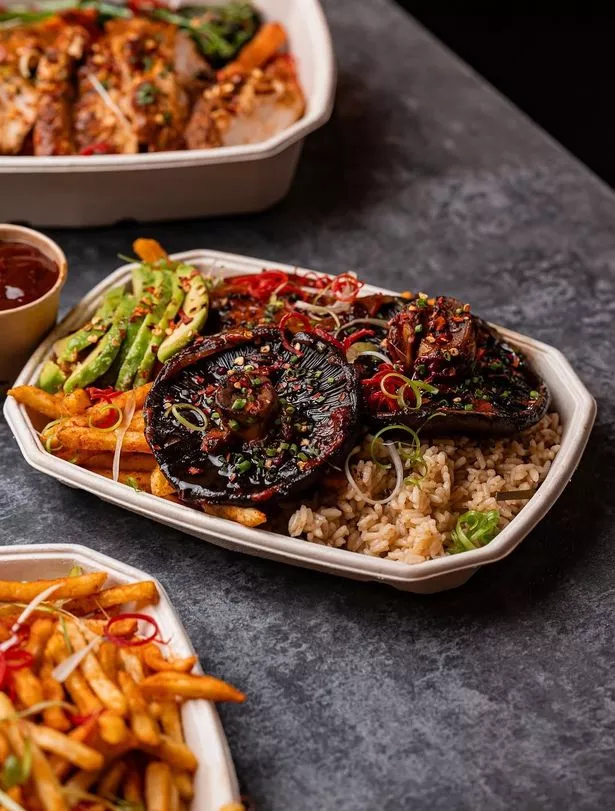 Fresh Fuel's harrisa marinated portobello mushroom with coconut and lime rice