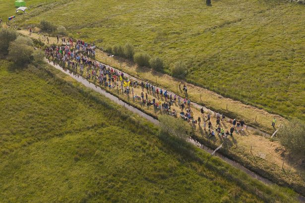 The trench cut through a bog in Powys where the  Bog Snorkelling World Championships is held in Llanwrtyd Wells