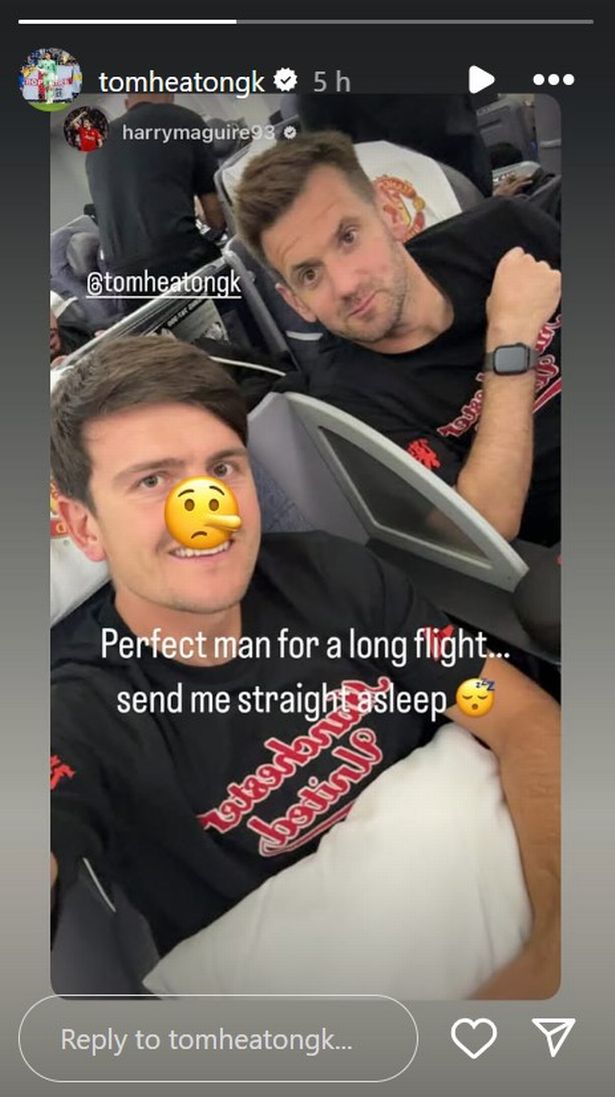 Harry Maguire shares a cheeky post with Tom Heaton as they return from Manchester United's pre-season tour