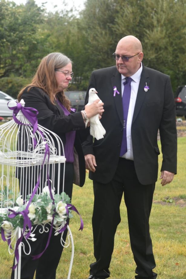 Ruth and Robbie Green at their son, Robert's, funeral