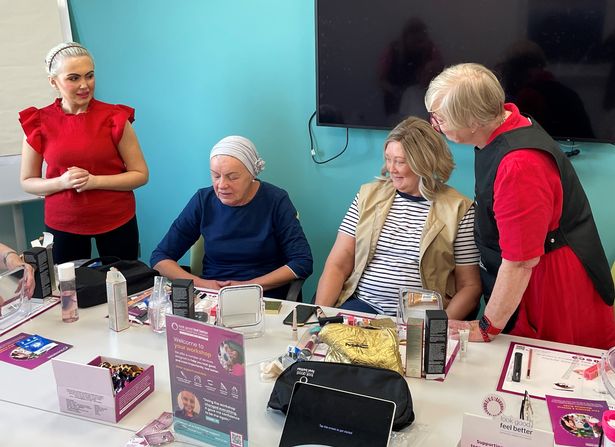 Brookelynne Moffett and Janet Houston Potts from Look Good Feel Better with patients Marie Boal and Karen Ferris