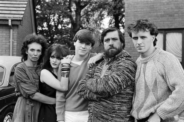 Sue Johnston (Sheila Grant) Shelagh O'Hara (Karen Grant), Simon O'Brien (Damon Grant), Ricky Tomlinson (Robert Grant) and Paul Usher (Barry Grant) in 1982