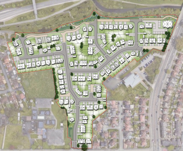 The 149 dwellings would be a mixture of two, three and four-bedroom houses and apartments, according to plans submitted to Oldham Council. 