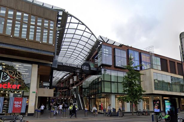 A stock photo of the George White Street entrance to Cabot Circus, viewed from the end of Broadmead