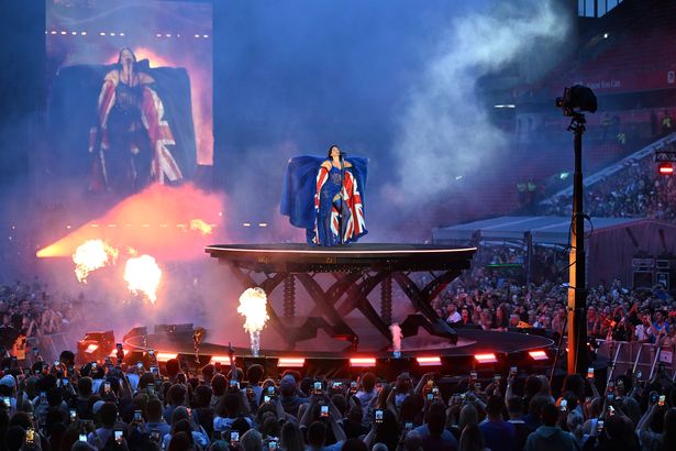 Dua Lipa performs onstage during her Radical Optimism tour at Anfield on June 25, 2025