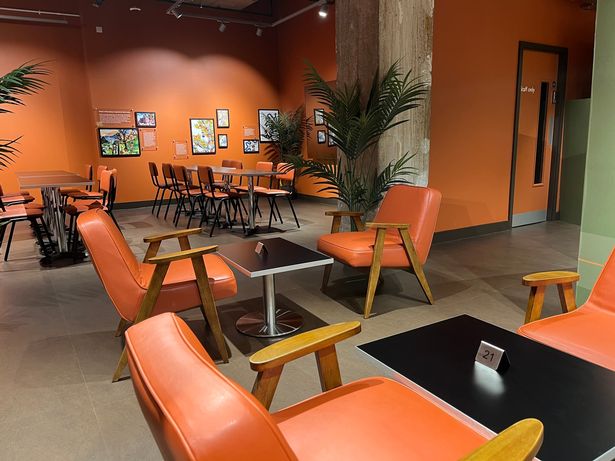 The downstairs seating area