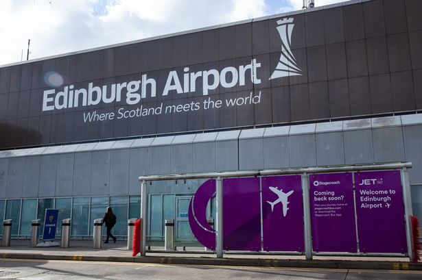 The Edinburgh Airport logo on the exterior of a building at the airport in Edinburgh, UK, on Tuesday, April 23, 2024. 