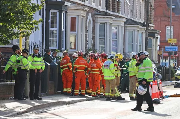 Emergency services at the scene on Walton Breck Road, Anfield