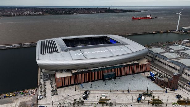 A general aerial view of Hill Dickinson Stadium, home stadium of Everton ahead of the pre-season friendly match between Everton and AS Roma