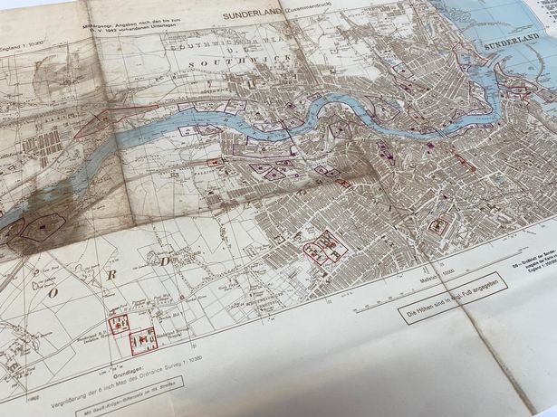 Wartime map of German bombing targets in North East