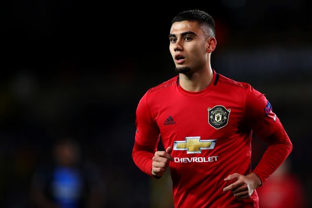 Andreas Pereira playing for Manchester United