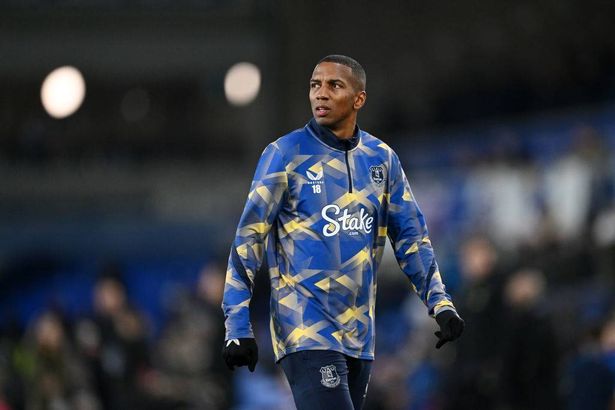Ashley Young of Everton looks on as he warms up prior to the Premier League match between Everton FC and Wolverhampton Wanderers FC