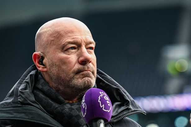 Alan Shearer speaks during a TV interview.
