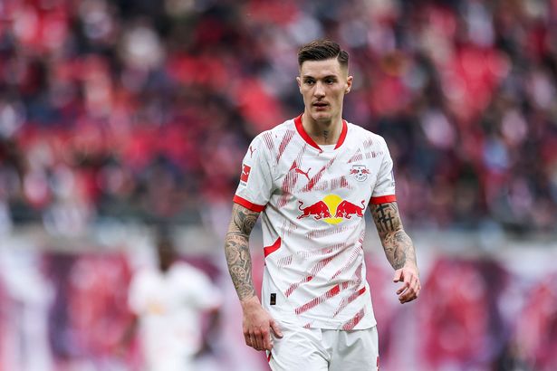 Benjamin Sesko in action for RB Leipzig.