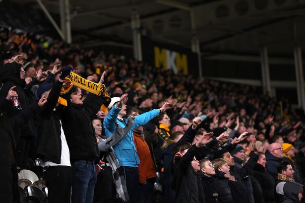Hull City fans celebrate the a rare MKM Stadium win last season against Oxford United