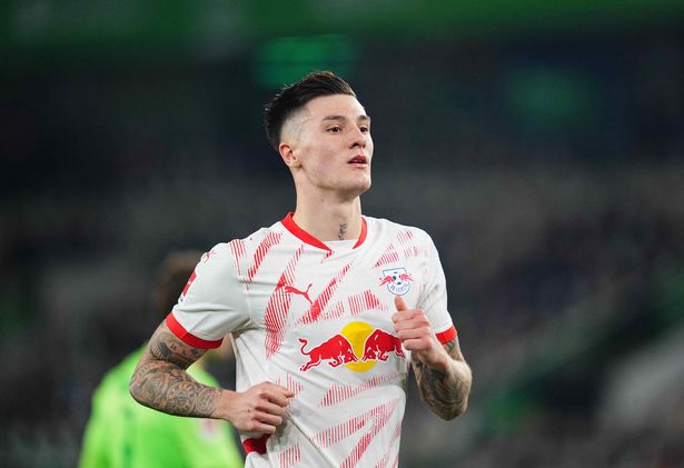 Benjamin Sesko in action for RB Leipzig.