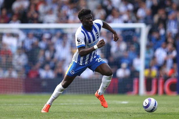 Carlos Baleba in action for Brighton & Hove Albion.