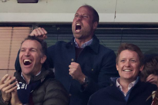 Prince William celebrates in the stands