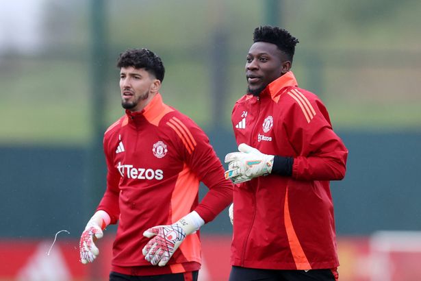Manchester United goalkeepers Andre Onana and Altay Bayindir