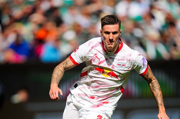 Benjamin Sesko in action for RB Leipzig.