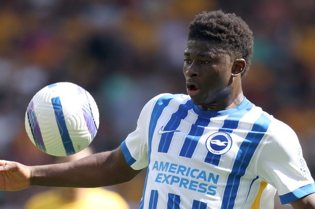Carlos Baleba of Brighton and Hove Albion on the ball 