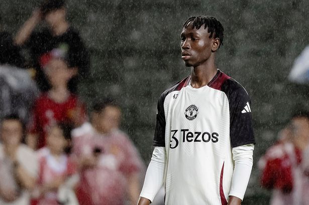 HONG KONG, CHINA - MAY 29: Sekou Kone of Manchester United in action during the Manchester United Training session on May 29, 2025 in Hong Kong, China.  (Photo by Ash Donelon/Manchester United via Getty Images)