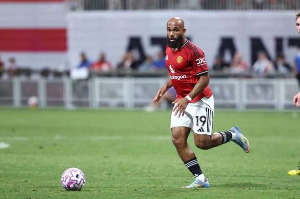 Bryan Mbeumo in action for Manchester United against Everton.