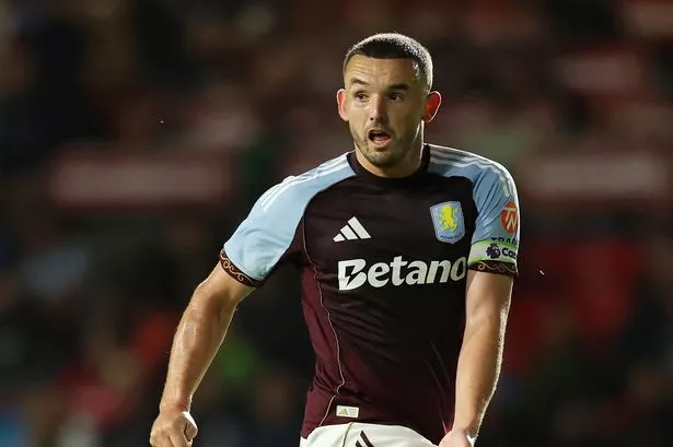 John McGinn during the pre-season friendly match between Aston Villa and Roma at the Bescot Stadium on August 6, 2025