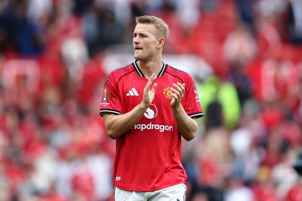 Matthijs de Ligt applauds after Manchester United's clash with Fiorentina.