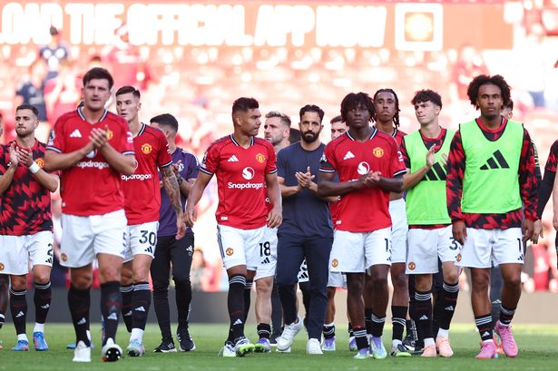 United players and staff thank the fans at full-time