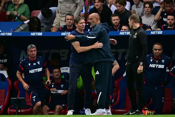 Crystal Palace manager Oliver Glasner with Nottingham Forest boss Nuno Espirito Santo