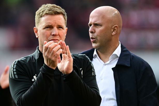 Eddie Howe (left) and Arne Slot