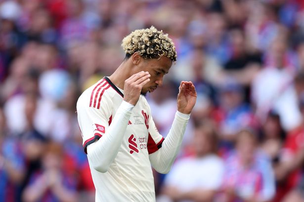 Hugo Ekitike celebrates after scoring for Liverpool against Crystal Palace in the 2025 FA Community Shield clash