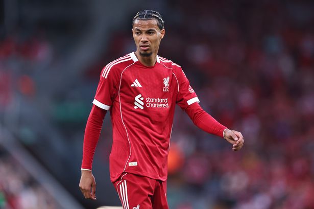 Hugo Ekitike of Liverpool during the pre-season friendly match between Liverpool v Athletic Club Bilbao at Anfield on August 4, 2025 in Liverpool, England.