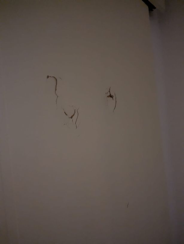 Holes in the wall at the accommodation provided by EasyJet following the cancellation of the flight home