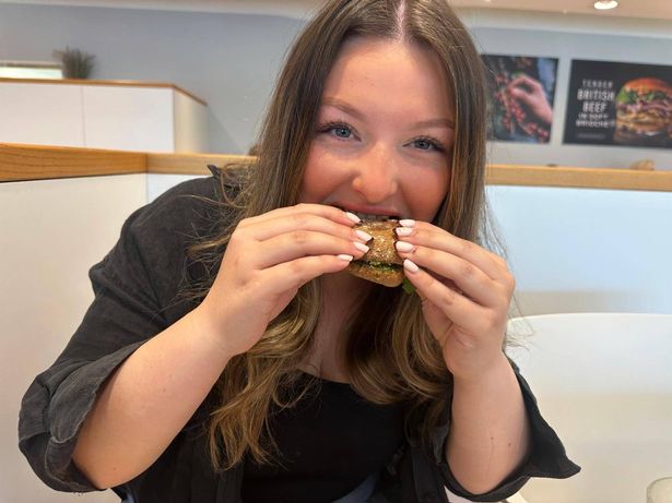 Eating a sandwich at M&S
