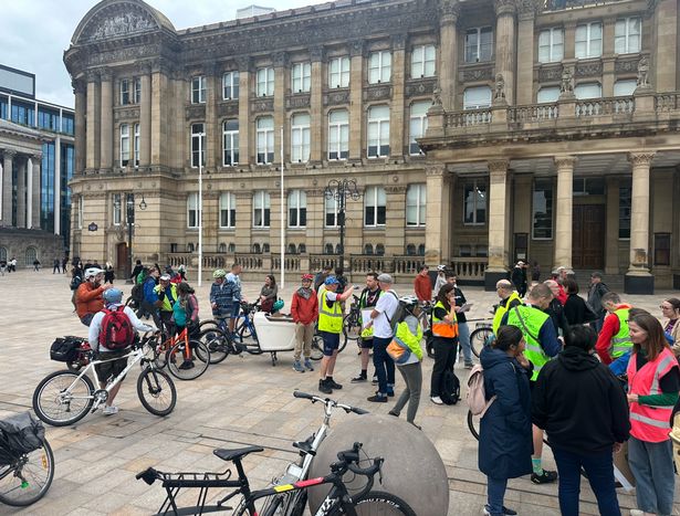 Cyclists setting off for the Circle the City event that followed the anniversary gathering