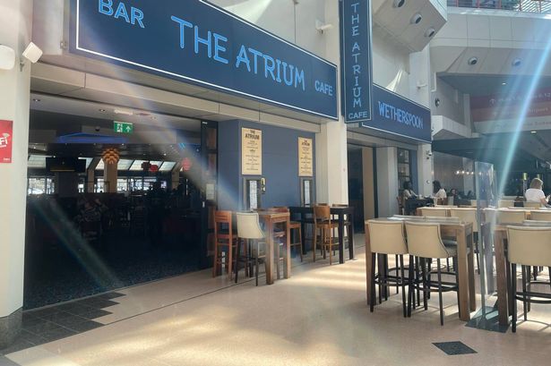 Photo shows front view of the Atrium Wetherspoons at Birmingham's NEC