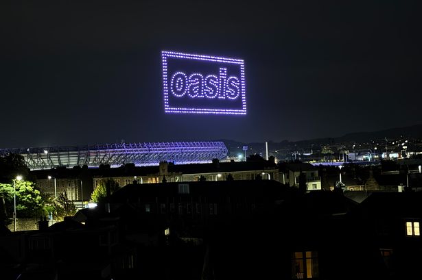 Drones made the Oasis logo in Edinburgh.