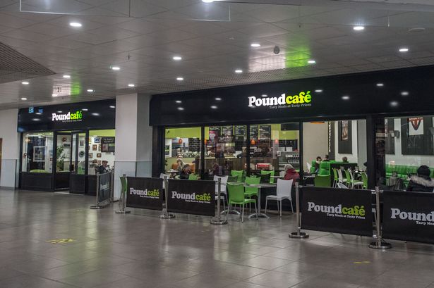 Exterior of Pound Cafe in St John's Shopping Centre, Liverpool